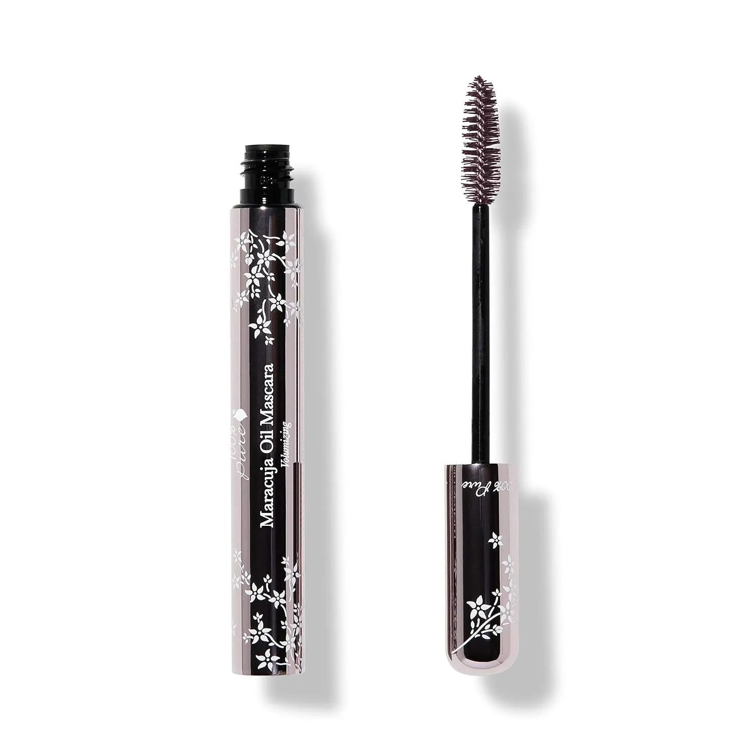 100% PURE Maracuja Oil Mascara Dramatic Intense Volume & Length Natural Fruit Pigmented Voluminous Eyelash Makeup No Clumping, Smudging or Flaking - Vegan, Blackberry Color - 0.35 oz