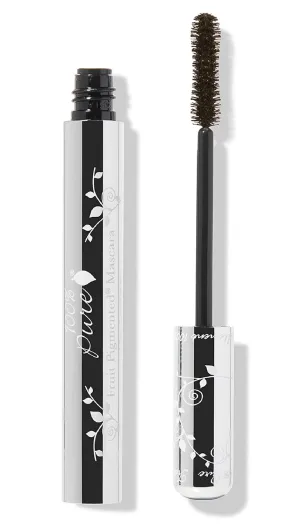 100% PURE Ultra Lengthening Mascara Dramatic Intense Volume & Length Natural Fruit Pigmented Voluminous Eyelash Makeup No Clumping, Smudging or Flaking - Vegan, Dark Chocolate Color - 0.35 oz
