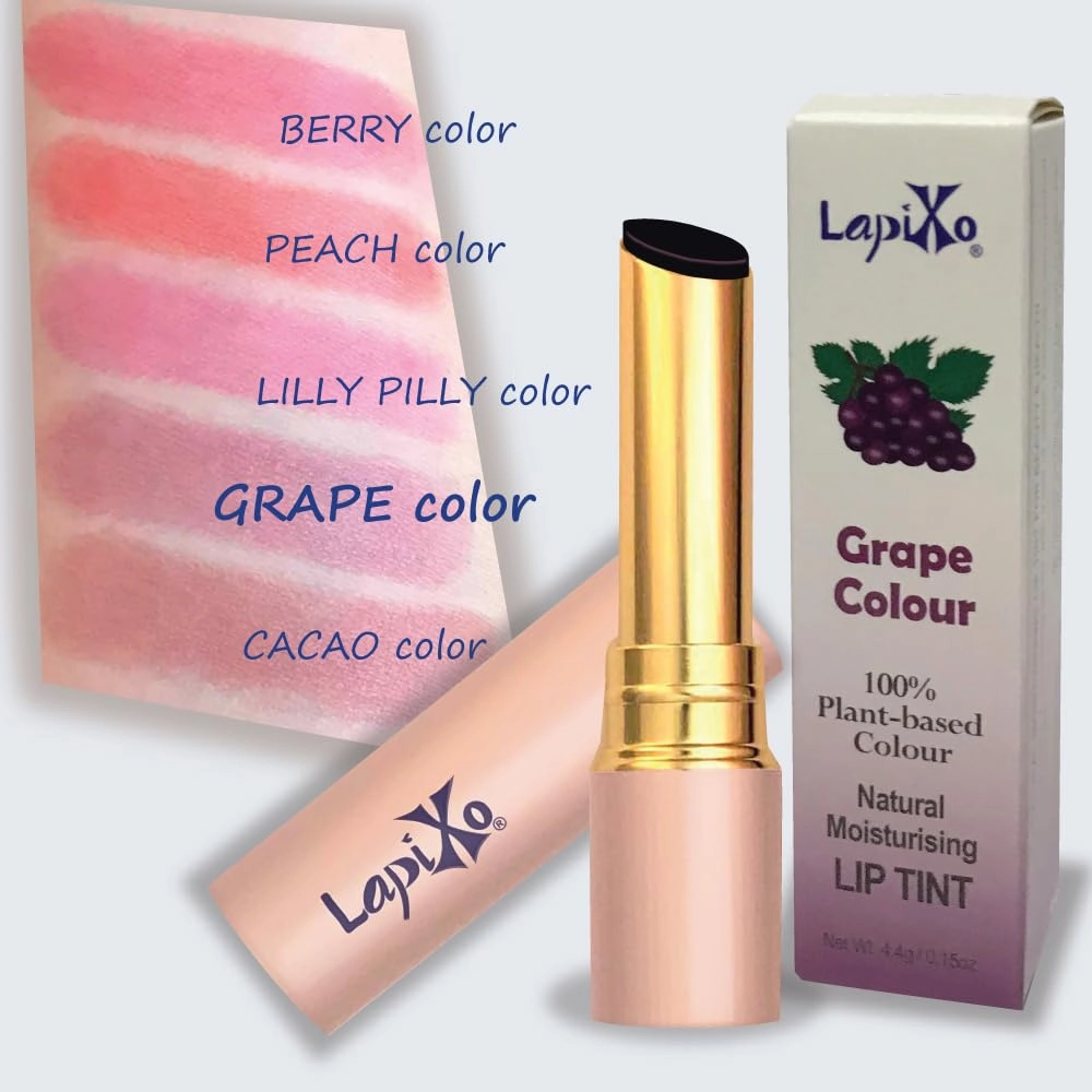 100% Plant-based Color Lip Tint, Unique Formula, Natural   Moisturizing | 2-in-1 | Non-Toxic, All Food Ingredients, Antioxidant-rich, Natural Matte Sheer, Buildable, 4.4g/0.15oz (Grape color)