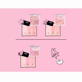 1 PC 3 Color Rabbit Series Pressed Powder Blush Matte Silky Facial Blusher Palette Cheek Color Palette with A Mirror & Beautiful Package, Giving Perfect Radiant 3D Look (H02, 7g)