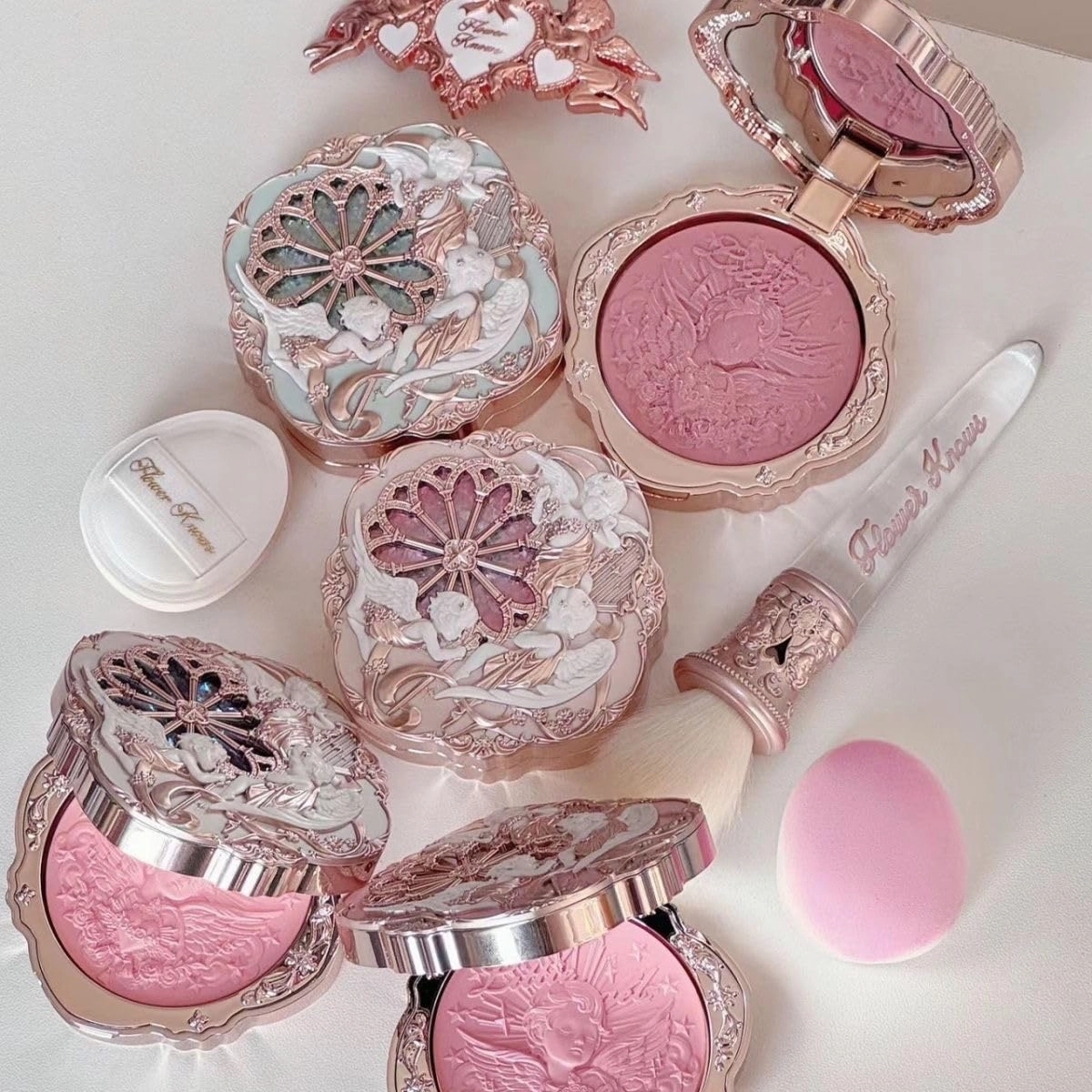 1pc Huazhixiao Angel series Blush,Embossed Blush, Expanded Matte Setting Blush (03, C)