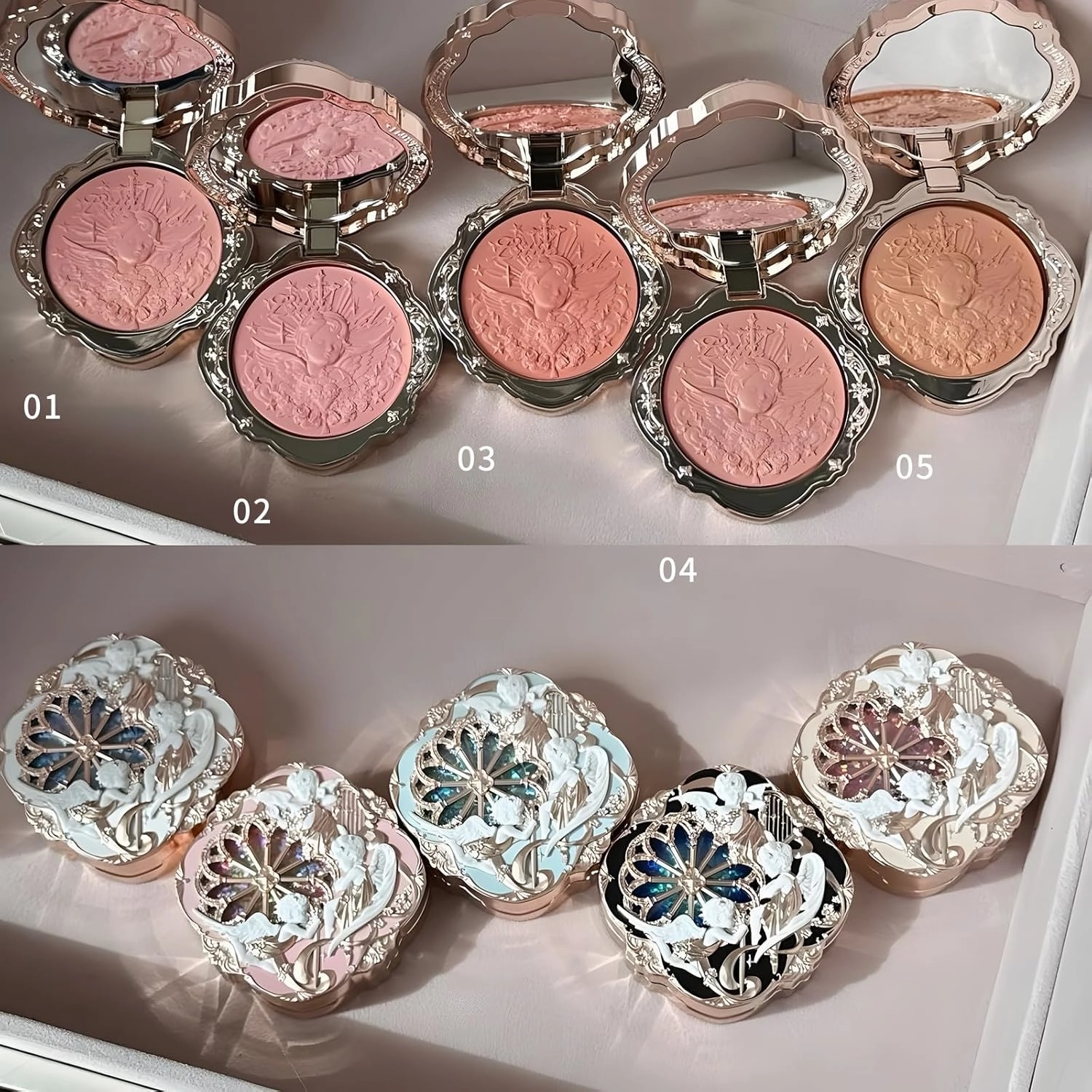 1pc Huazhixiao Angel series Blush,Embossed Blush, Expanded Matte Setting Blush (03, C)