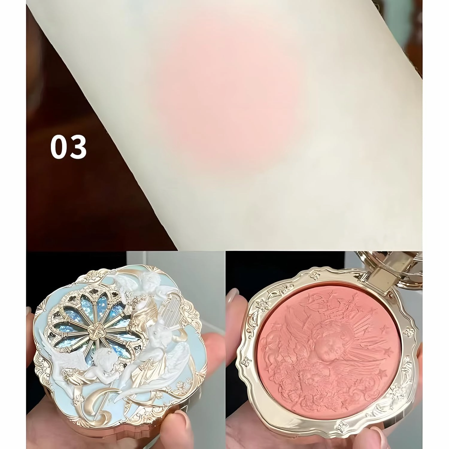 1pc Huazhixiao Angel series Blush,Embossed Blush, Expanded Matte Setting Blush (03, C)