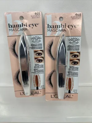 (2) 402 Black Brown Bambi L'oreal Eye Opening Volumizing Mascara  COMBINE SHIP