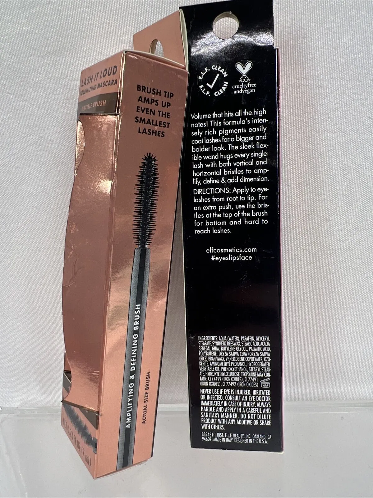 (2) Deep Brown e.l.f. Lash It Loud Mascara Volumizing Formula Mega Volume Lashes