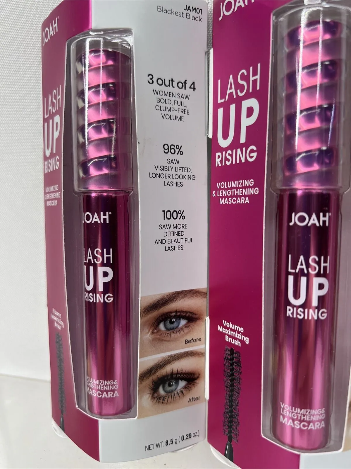 (2) Joah  Lash Uprising Volumizing & Lengthening Washable Mascara Blackest Black