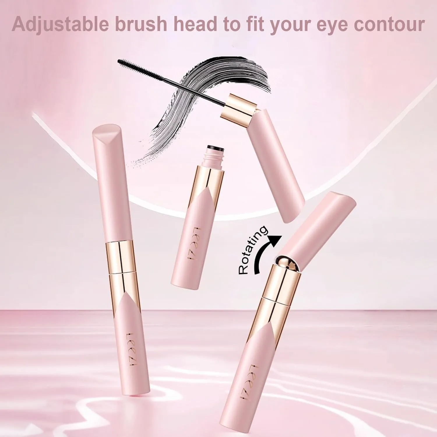 2PCS Lengthening Black Mascara for Fine Short Lashes & Older Women – Quick-Drying, Smudge-Proof & Waterproof, Natural-Looking Length, Dual-Sided Brush, Swivel Brush Handle, Glides to Every Lash Angle