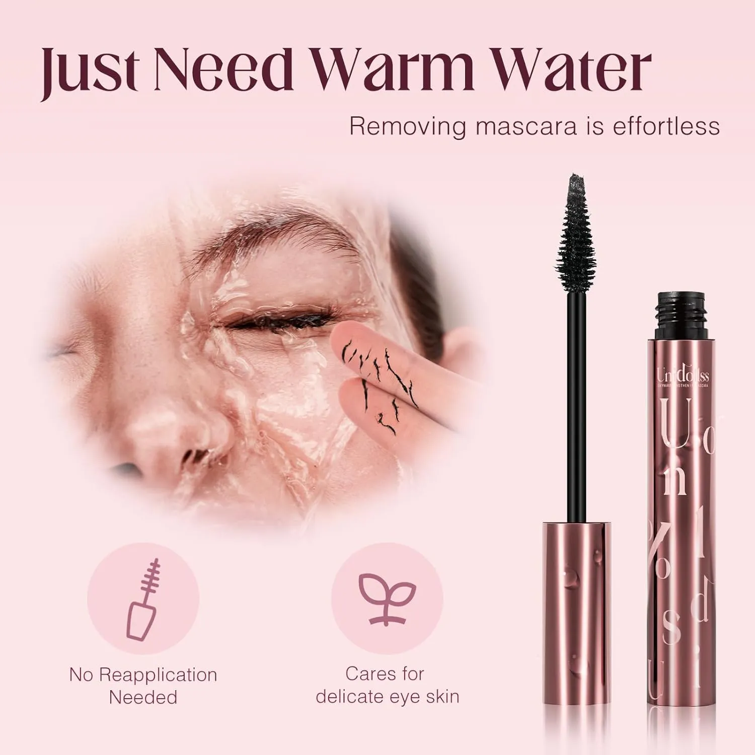 3 Pcs Unidollss Tubing Mascara and Blush Stick Set, Volume and Length Black Mascara Lengthening Long Lasting All Day, Washable Voluminous Tubing with a Random Accessory Included(02,05)