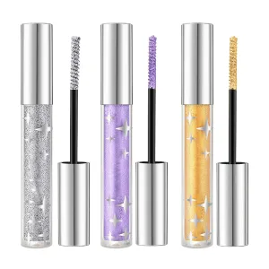 3Pieces Glitter Mascara Eyeshadow, Sparkling Diamond Eyelash Mascara, Waterproof Lengthening Volumizing Colorful Mascara, Smudgeproof Long-lasting Slender Curled Lashes Mascara for P-arty Wedding