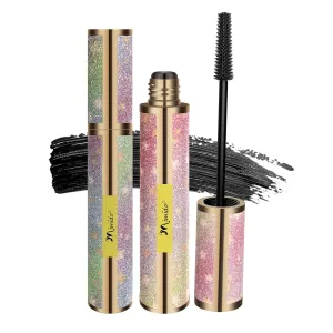 4D Silk Fiber Black Waterproof Mascara Natural Lengthening Thickening Lash Mascara No Clumping Smudge-proof Mascara Lasting All Day,2 count