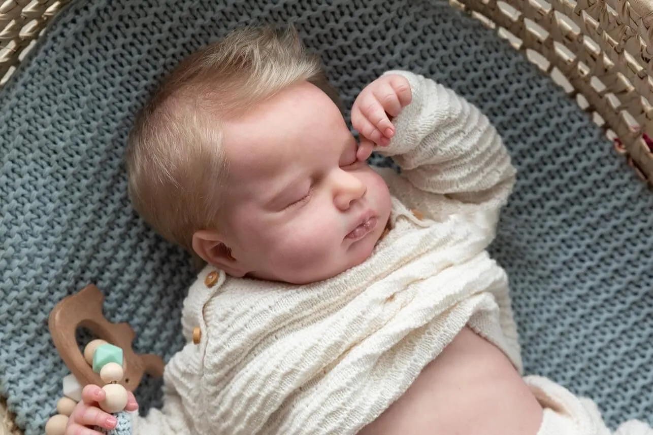 Angelbaby 19 inch Lovely Reborn Baby Sleeping Loulou Dolls Look Real Silicone Full Body Realistic Newborn Boy Doll Washable Detailed Reborn Dolls with Clothes for Child Toys