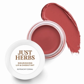 Ayurvedic, Natural Lip & Cheek Tint, Blush For Women - Sls, Chemical & Paraben Free - 02 Peachy Coral (Creamy Matte)