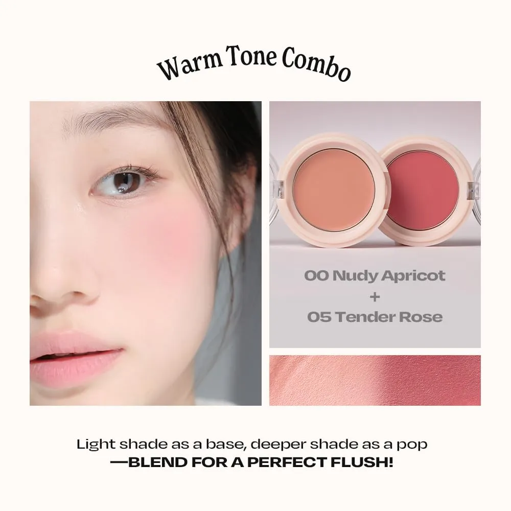 Balmy Cream Cheek | Lightweight, Natural Finish Cream Blush with Blurring Effect | 2.5g (No.3 Milky Peach)