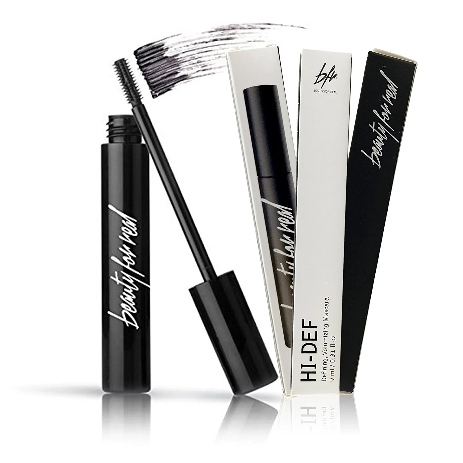 Beauty for Real Hi-Def Mascara, Just Black - Set of 2 - Defining & Volumizing Lash Definer - Humidity & Smudge Proof - Micro Brush Ensures Versatile Application - 1.5 oz