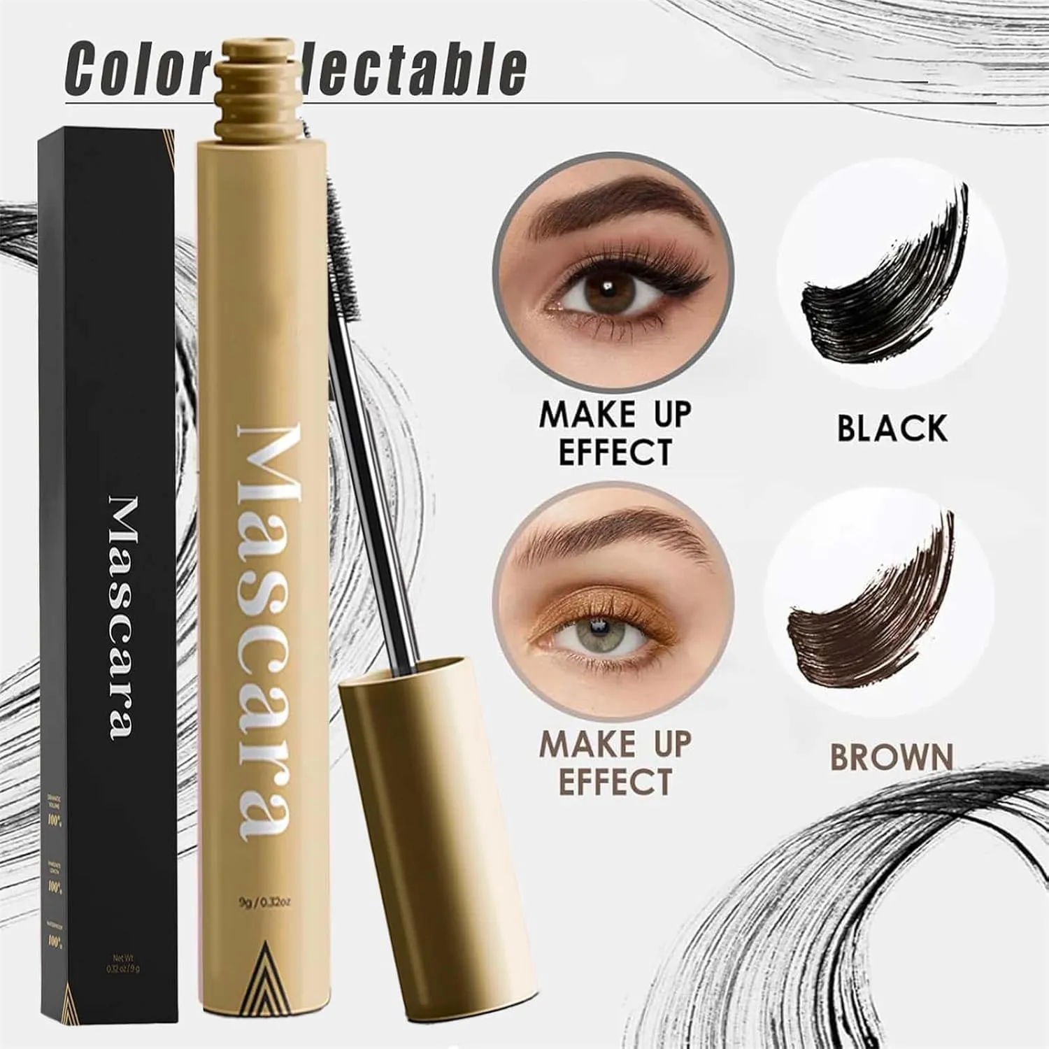 Beauty Mascara for Women, Black & Brown Duo For Lash Makeup, Eyelash Serum for Older Women 60 Plus, Waterproof & Sweatproof, Long Last (2 Mix)
