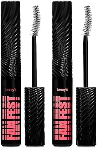 Benefit Cosmetics Mini Fan Fest Fanning & Volumizing Mascara Hyper Black, 0.07 Ounce (Pack of 2)
