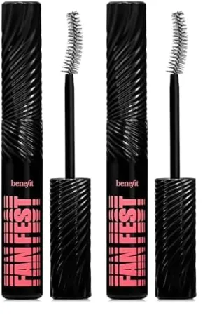 Benefit Cosmetics Mini Fan Fest Fanning & Volumizing Mascara Hyper Black, 0.07 Ounce (Pack of 2)