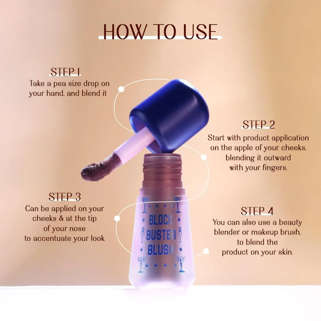 Block Buster Blush Creme - Natural Dewy Matte Finish, Buildable & Long-Lasting Formula, Blendable 5.5ml (Mauve)