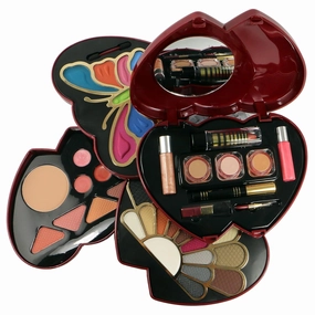 BR 1pc Deluxe Makeup Palette - Eyeshadow, Blush, Gloss, Mascara #1868 - Red - Matte Finish - Buildable Coverage - All Skin Types & Tones - Unisex - All-in-One Convenient Palette