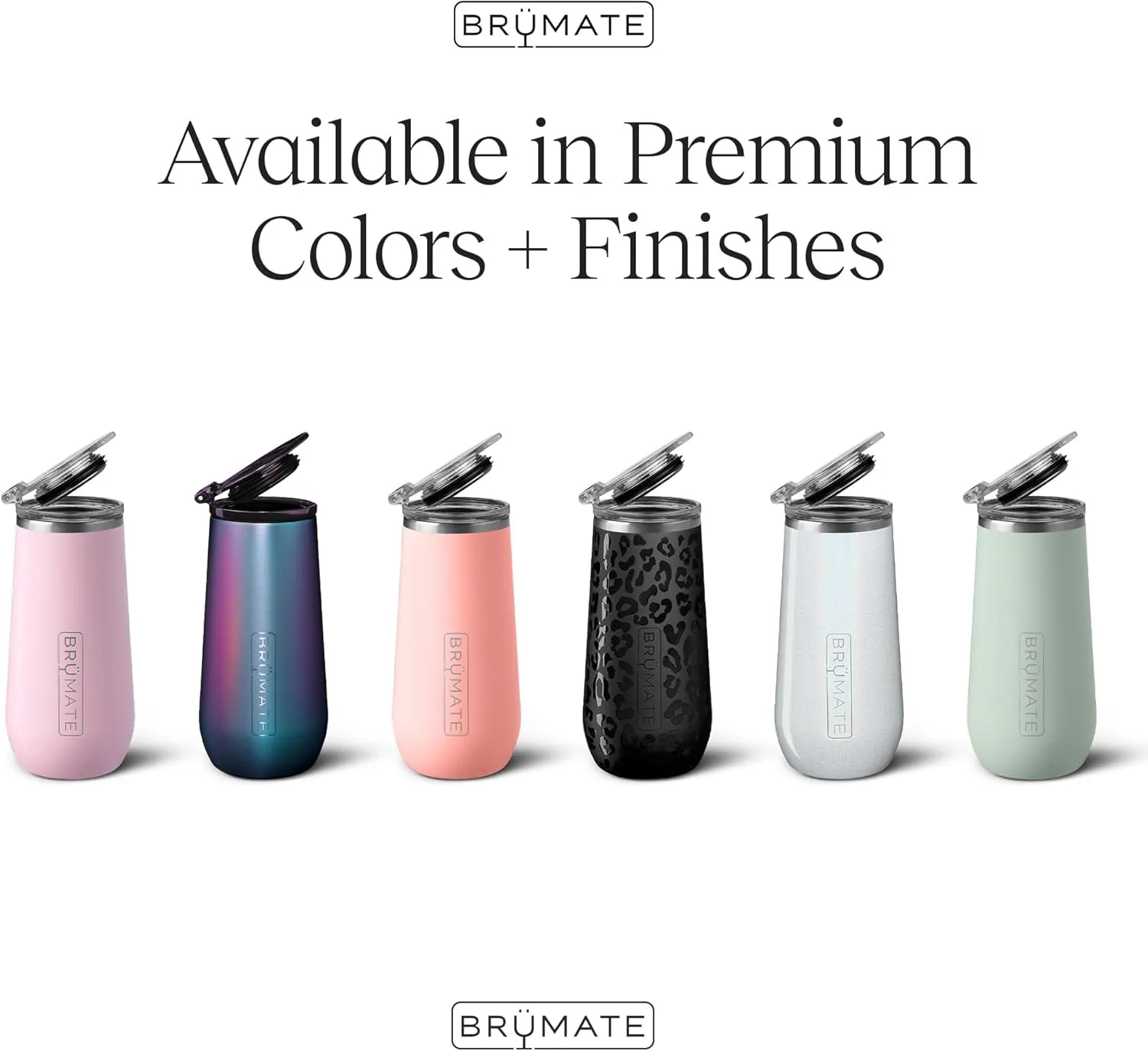 BrüMate 12oz Insulated Champagne Flute With Flip-Top Lid - Made With Vacuum Insulated Stainless Steel (Blush)