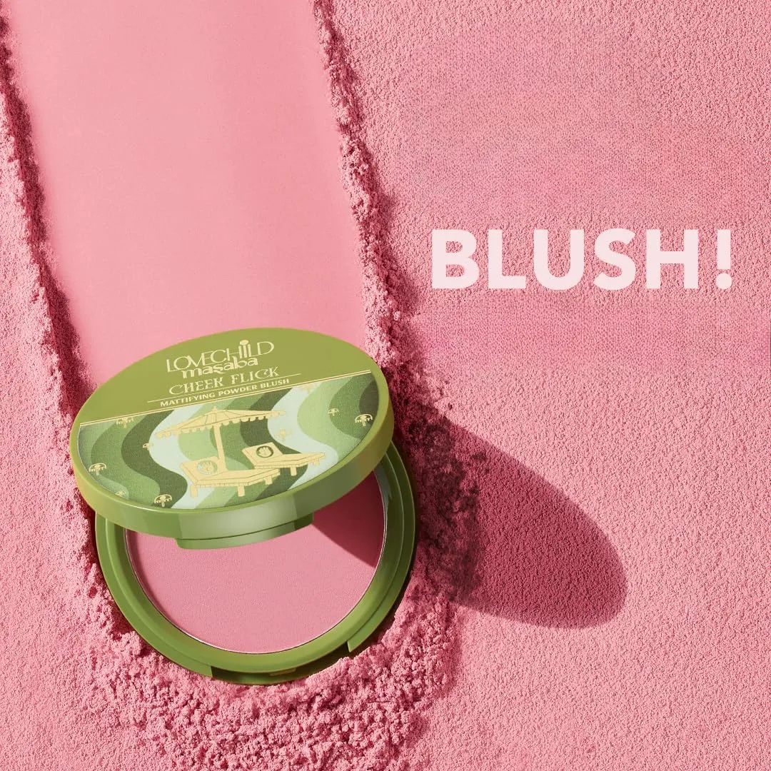 Cheek Flick Mattifying Powder Blush, Luxurious Buildable Coverage & Intense Pigment, Enriched with Vitamin E, 9g (Reddish Brown)