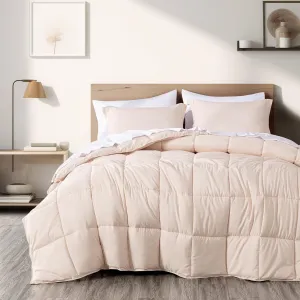 Chezmoi Collection 3-Piece Blush Comforter Set Queen Size - 110GSM Peach Skin Microfiber Polyester - Lightweight All Season Down Alternative Comforter - Box Stitch Duvet Insert with Corner Tabs