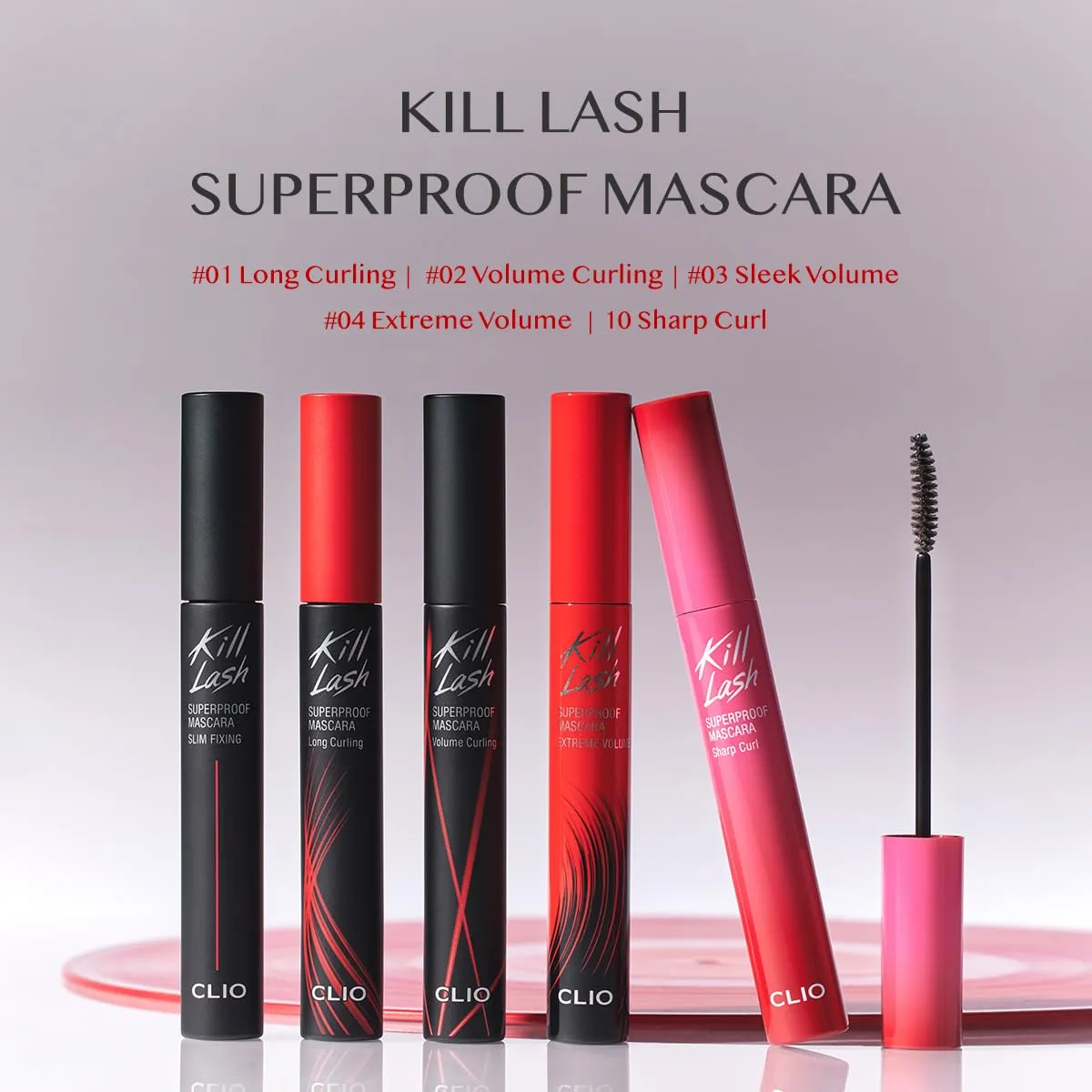 CLIO Kill Lash Superproof Mascara - Long & Curl up Waterproof Black Mascara, Volumizing & Lengthening, Long-wearing (#01)