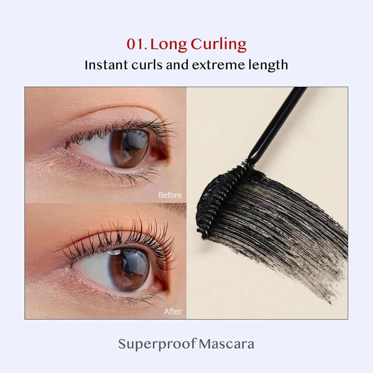 CLIO Kill Lash Superproof Mascara - Long & Curl up Waterproof Black Mascara, Volumizing & Lengthening, Long-wearing (#01)