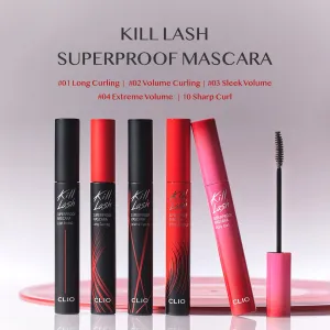 CLIO Kill Lash Superproof Mascara - Long & Curl up Waterproof Black Mascara, Volumizing & Lengthening, Long-wearing (#01)