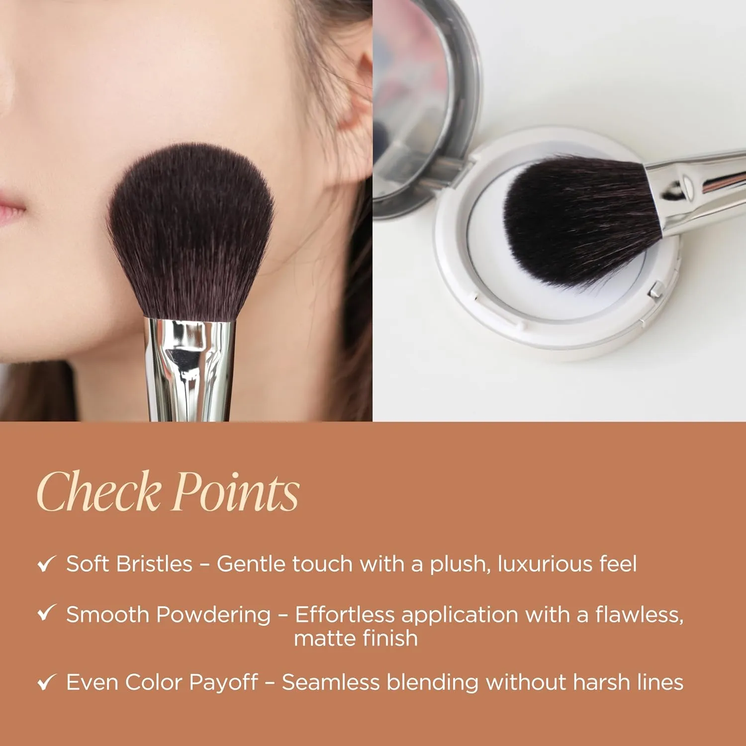 COLLEZIONI 103A Powder Brush – Soft Makeup Brush for Face, Fluffy Blush and Setting Tool with Goat Hair Blend, Ideal for Powder Application, Shading, and Natural Finish, Professional Korean