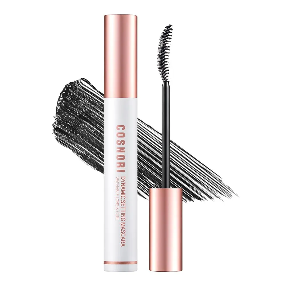 COSNORI Dynamic Setting Washable Mascara Long&Curl 01 Black – Lengthening, Tubing Mascara, Long-Lasting, Silk Amino Acids, Hyaluronic Acid 0.23fl oz (7ml)
