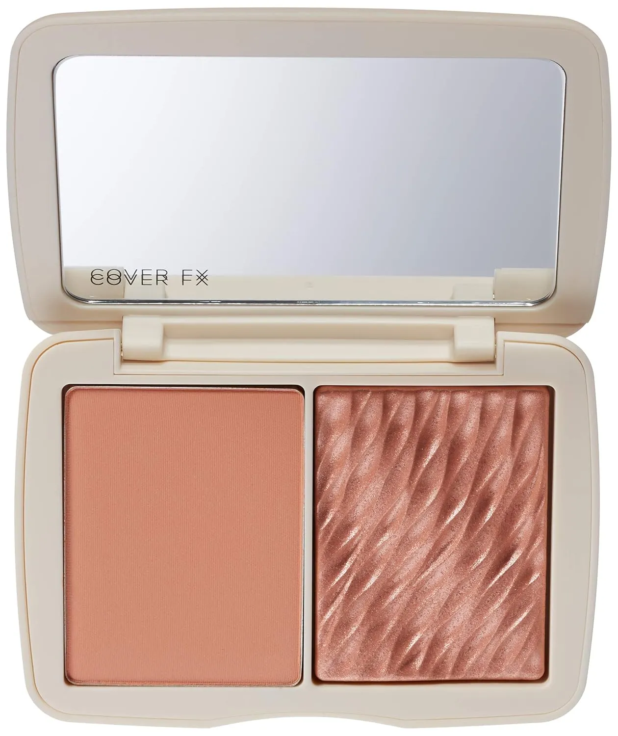 COVER FX Monochromatic Powder Blush Duo - Soft Peach: Peachy Nude - Matte   Shimmer Finish - Create Custom, High Impact Color