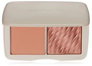 COVER FX Monochromatic Powder Blush Duo - Soft Peach: Peachy Nude - Matte   Shimmer Finish - Create Custom, High Impact Color