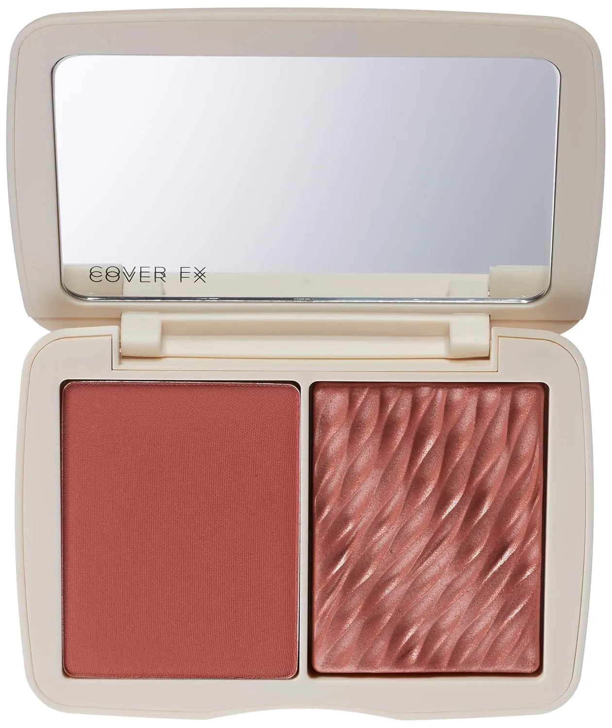COVER FX Monochromatic Powder Blush Duo - Spiced Cinnamon: Terracotta Flush - Matte   Shimmer Finish - Create Custom, High Impact Color