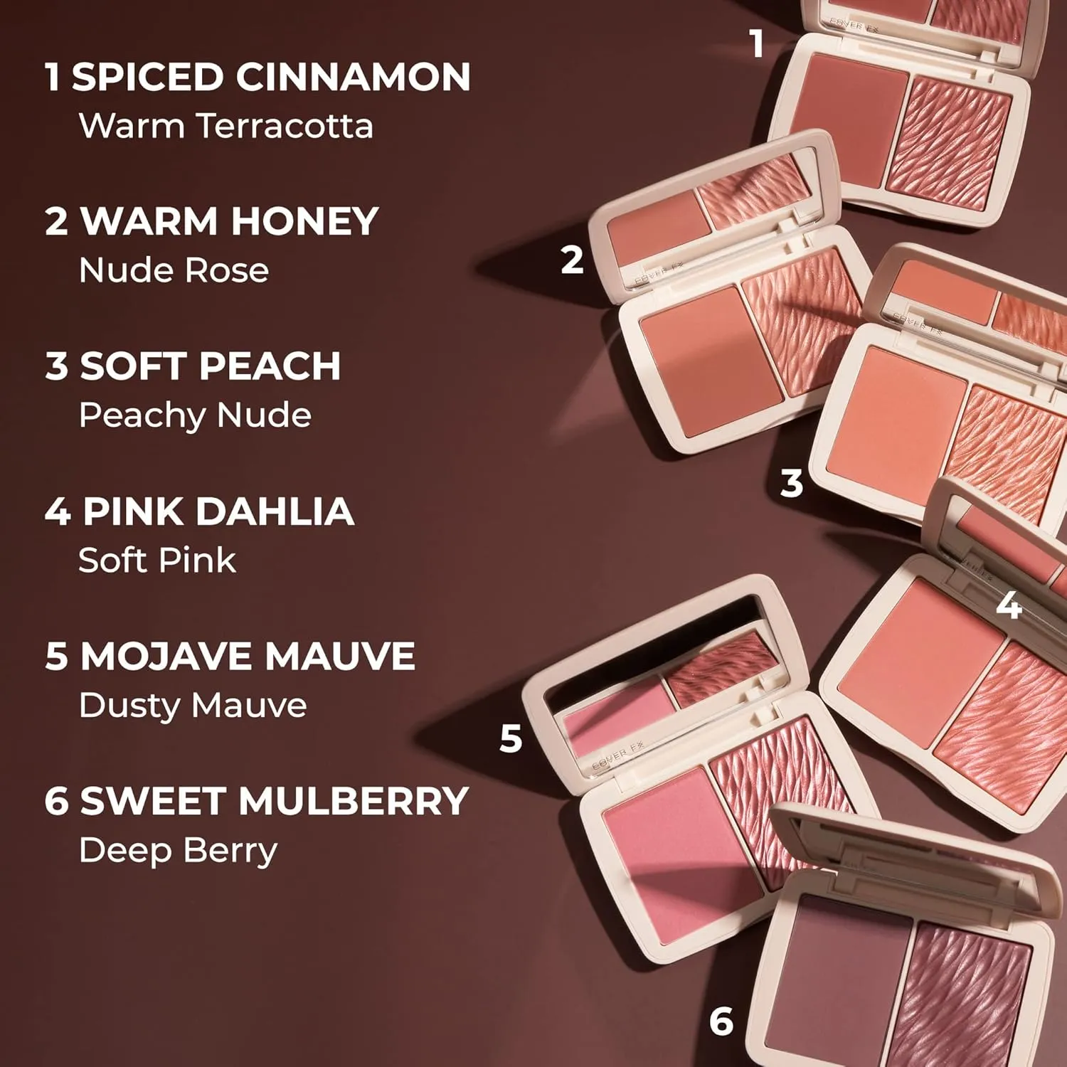 COVER FX Monochromatic Powder Blush Duo - Sweet Mulberry: Rich Berry - Matte   Shimmer Finish - Create Custom, High Impact Color