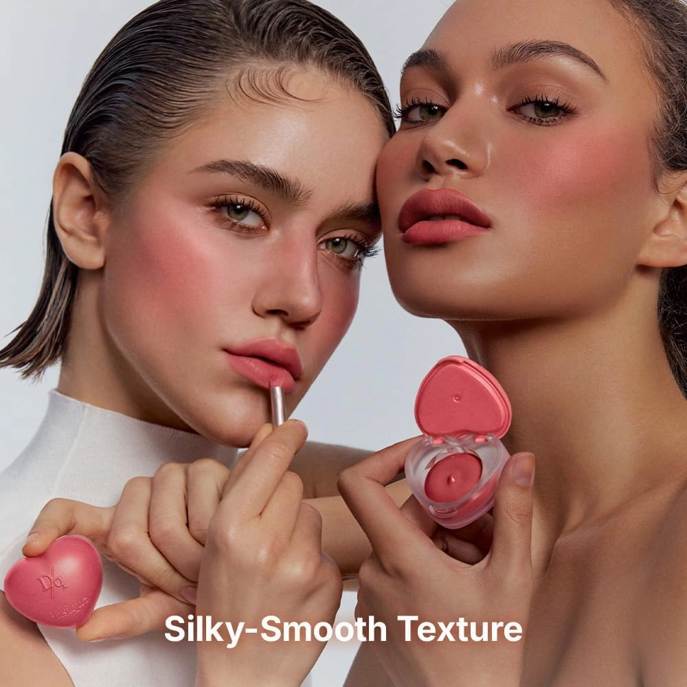 Dasique Souffle Color Pot #19 Peach Gelato - Makeup Blush, Buildable Silky-Smooth Texture, Built-In Mini Brush, Multi-Use For Cheek and Lip