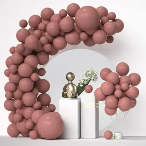 Double Stuffed Balloon Garland of Black & Dusty Pink Balloons - Dark Pink Balloons Different Sizes 5/12/18 Inch Matte Blush Pink Latex Balloon for Wedding Bridal Shower Birthday Party Decorations