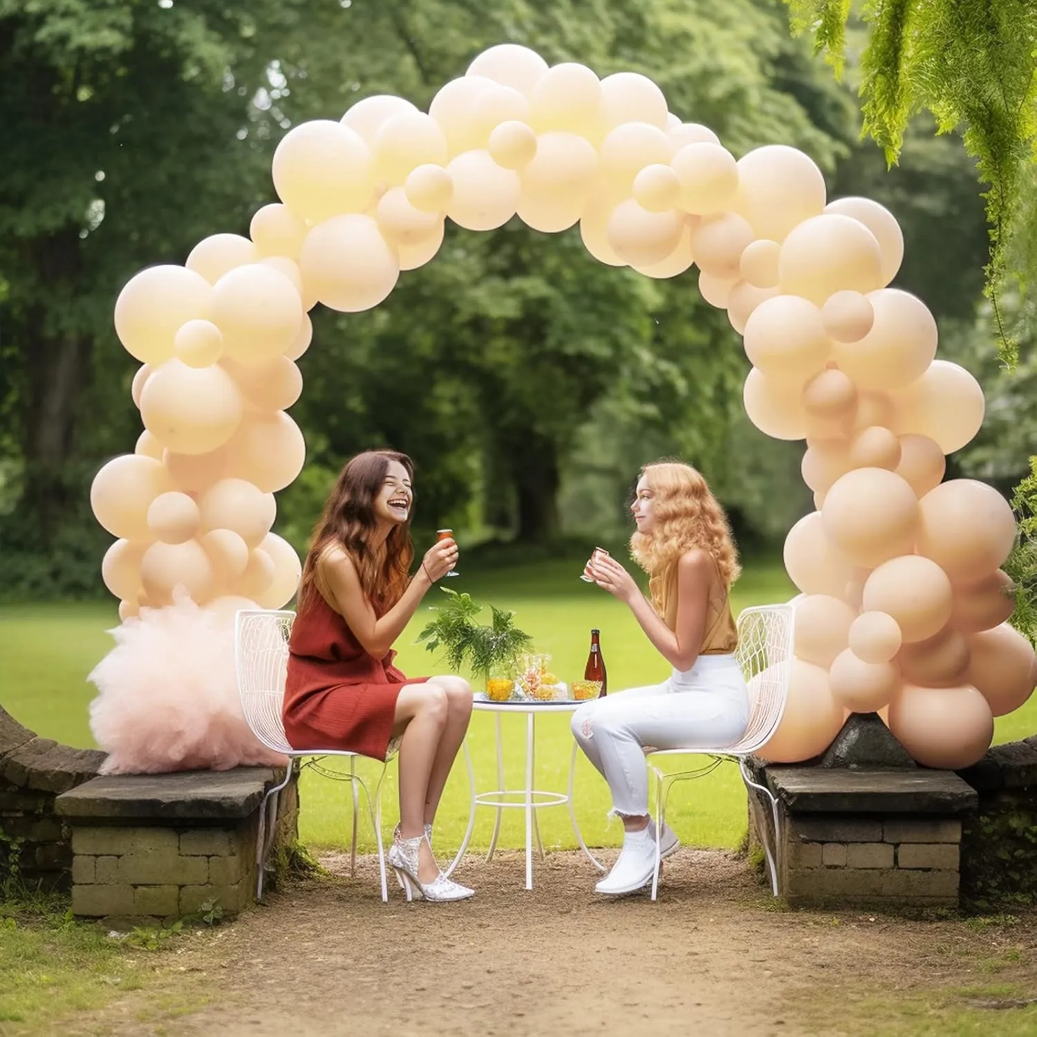 Double Stuffed White Nude Balloons Different Sizes 5In 12In 18In, 2 Layer Thick Balloon Garland Arch Kit, Boho Beige Balloons Ivory White Blush Balloon Garland Pastel Latex Balloons Sets
