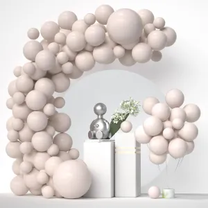 Double Stuffed White Nude Balloons Different Sizes 5In 12In 18In, 2 Layer Thick Balloon Garland Arch Kit, Boho Beige Balloons Ivory White Blush Balloon Garland Pastel Latex Balloons Sets