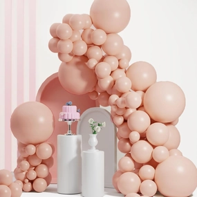Double Stuffed Peach Pink Balloons Different Sizes 18/12/10/5 Inch, Double Stuffed Pastel Cream Blush Balloon Arch Garland for Boho Party, Baby Shower, Birthday, Weddings, Neutral Party(Cream Blush）