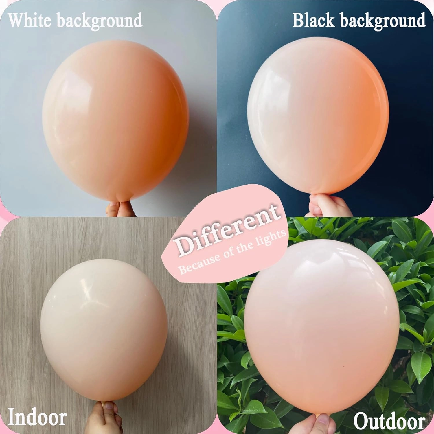 Double Stuffed Peach Pink Balloons Different Sizes 18/12/10/5 Inch, Double Stuffed Pastel Cream Blush Balloon Arch Garland for Boho Party, Baby Shower, Birthday, Weddings, Neutral Party(Cream Blush）