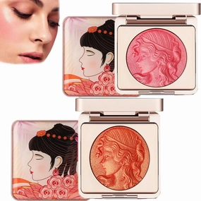 Embossed Smooth Powder Blush Palette for Cheeks,Powder Blush for Cheeks,Glow Blush for Cheeks,Embossed Girl Blush,Matte Face Powder Blush Palette,Natural Makeup,Radiant Finish (Mix, One Size)