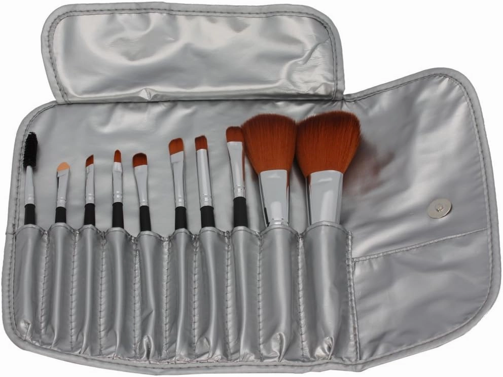 En'da Professional 10 Pcs Makeup Make up Cosmetic Brushes Set Kit Eyeshadow Eyelash Eyebrow Lip Powder Blush Brush with Peach Bag Case Pouch