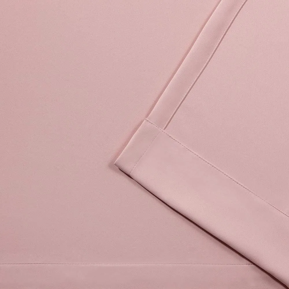 EXCLUSIVE HOME Sateen Twill Woven Room Darkening Blackout Grommet Top Curtain Panel Pair, 52"x84", Blush