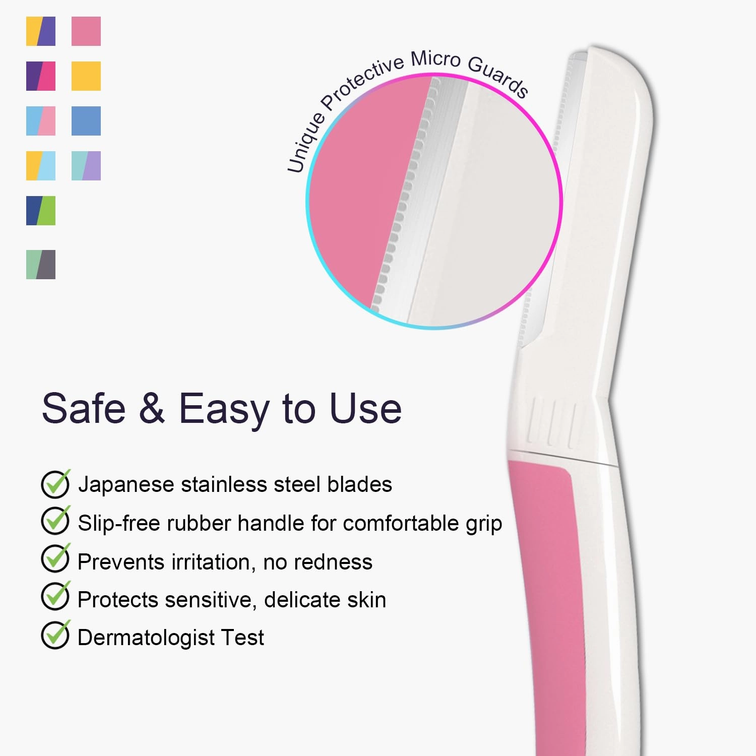 Face Razors for Women, Reusable Handle with 19 Microblades, Dermaplane Razor for Women Face, Eyebrow & Facial Razors, Peach Fuzz Remover, Gentle Exfoliating, for Sensitive Skin (Pearl Blush)