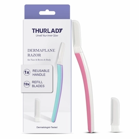 Face Razors for Women, Reusable Handle with 19 Microblades, Dermaplane Razor for Women Face, Eyebrow & Facial Razors, Peach Fuzz Remover, Gentle Exfoliating, for Sensitive Skin (Pearl Blush)