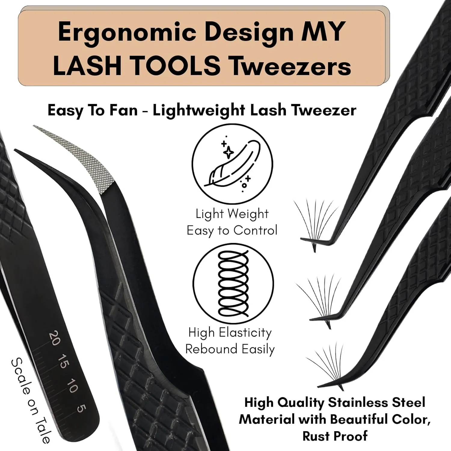 Fiber Tip Lash Tweezers Set for Eyelash Extensions – Curved Classic, Mega 90 Degree Boot, 45 Degree Angle & Isolation Tweezer, Stainless Steel Precision, Non Slip Professional Application Kit