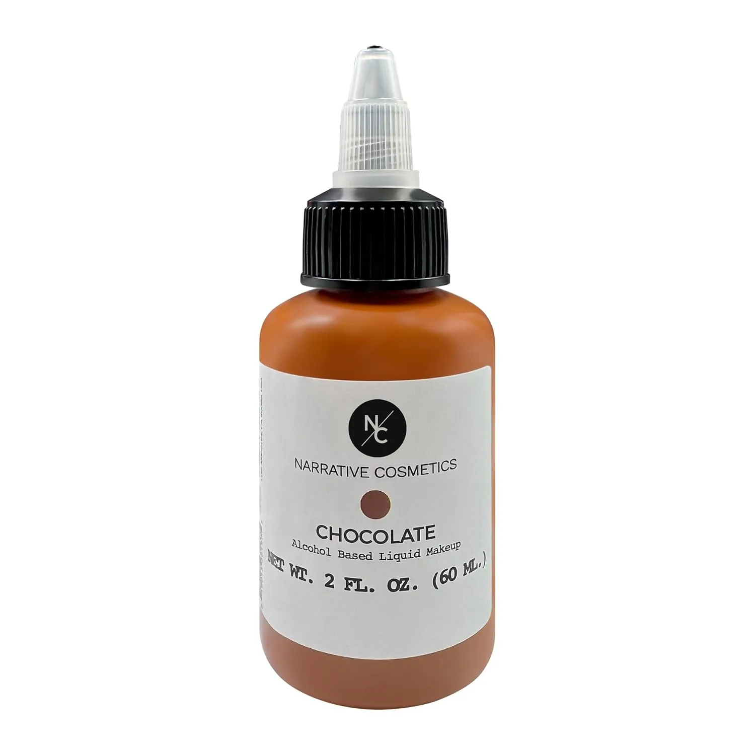 Flesh Tone Alcohol Airbrush Paints - 2 fl oz, Skin Safe, Quick Dry, Waterproof, Sweatproof, Transferproof Liquid Makeup for Tattoo Cover-Up, Bodypainting, FX Makeup - Chocolate