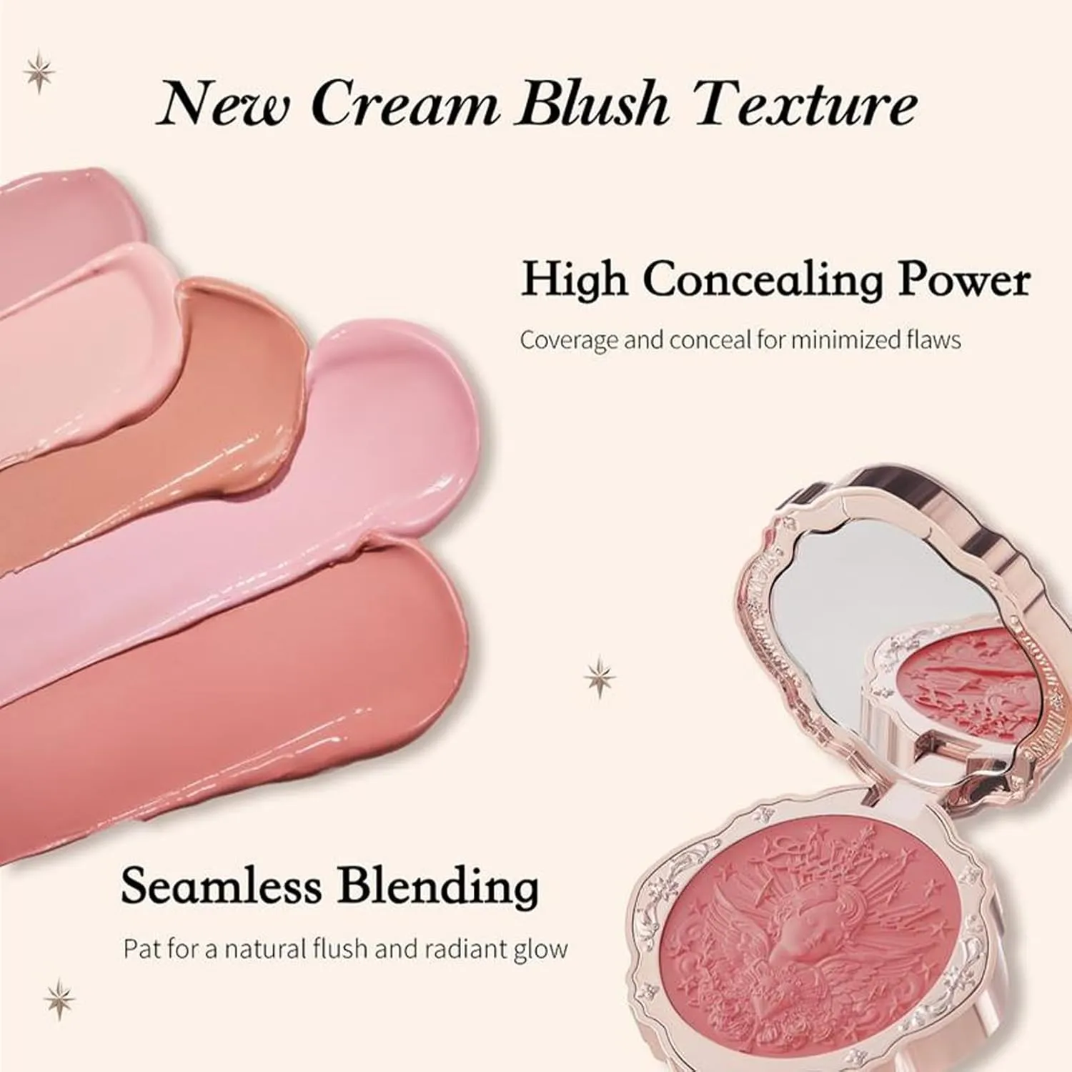 Flower Knows Little Angel Cream Blush,Buildable & Blendable Makeup Blush for cheeks,Soft & Long-lasting,Pink Nude Flush for All Skin Tones(03 Paradise Poet,6g)