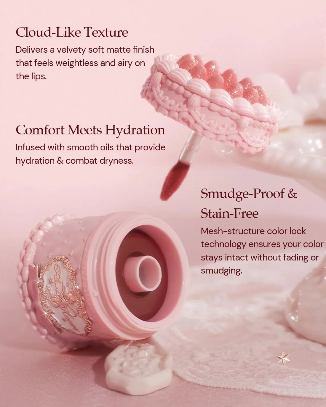 Flower Knows Strawberry Cupid Cake Lip Cream,Velvety-Smooth Matte Liquid Lipstick,Hydrating,Smudge-proof & Stain-Free Lip Stain (V03 Croissant 0.17 Fl Oz)